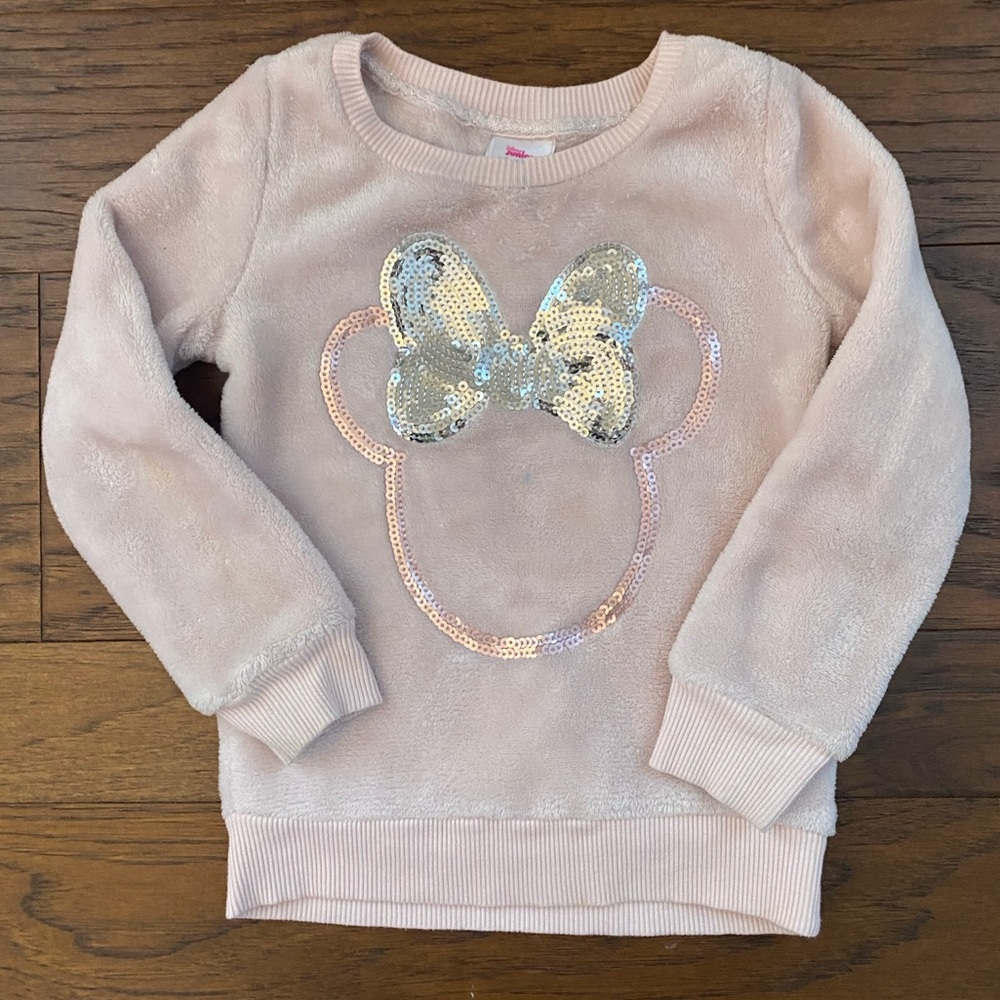 Minnie Mouse Pink Fuzzy Sweatshirt Size 4T